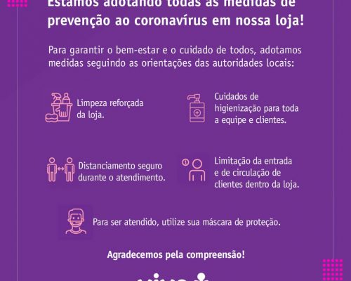 Prevenção corona lojas vivo